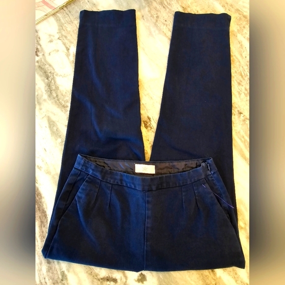 Dockers Women’s Navy Blue Stretch Trousers Size 2 Side Zip Flat Front Pants - Picture 1 of 9